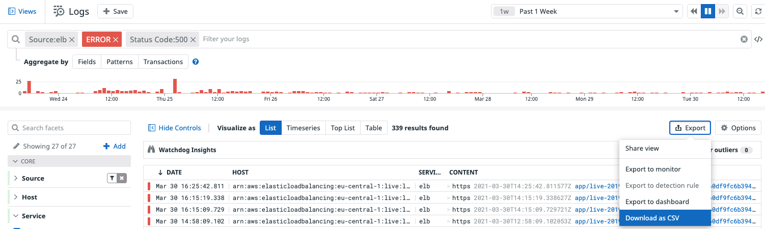 export logs